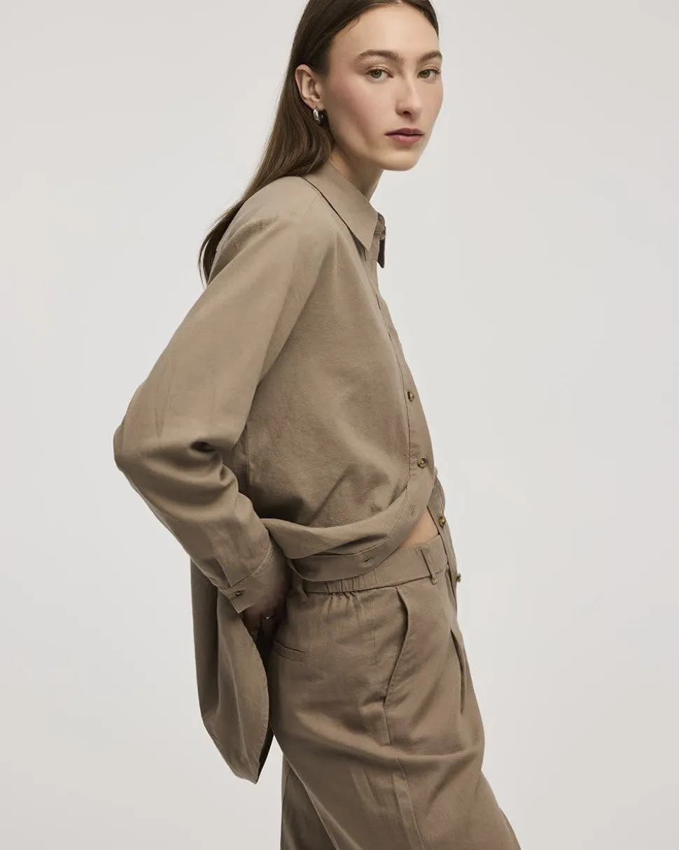 Long-Sleeve Linen Blend Shirt