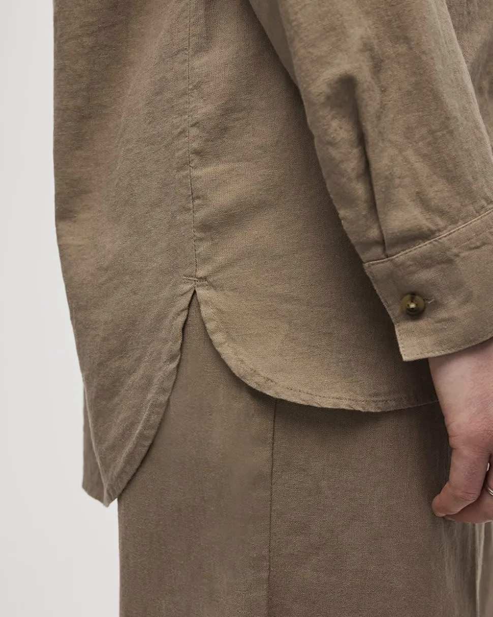 Long-Sleeve Linen Blend Shirt