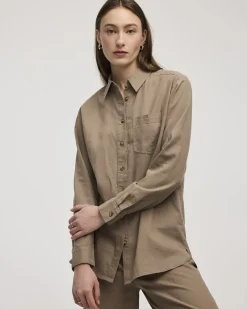 Long-Sleeve Linen Blend Shirt