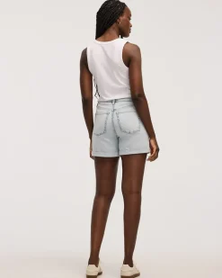 Mid-Rise Denim Shorts with Rolled Hem