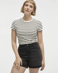Mid-Rise Denim Shorts with Rolled Hem