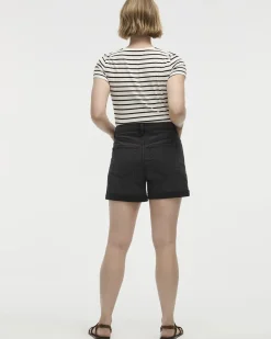 Mid-Rise Denim Shorts with Rolled Hem