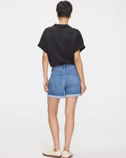 Mid-Rise Denim Shorts with Rolled Hem