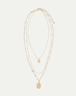 Multi-Chain Necklace with Round Pendants