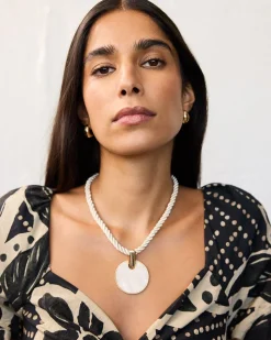 Necklace with Shell Disc Pendant