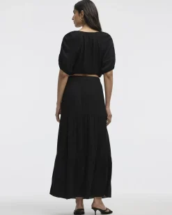 Pull-On Tiered Maxi Skirt