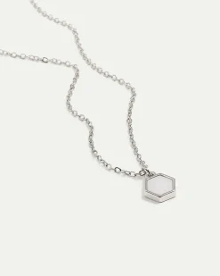 Short Necklace with Delicate Hexagonal Shell Pendant
