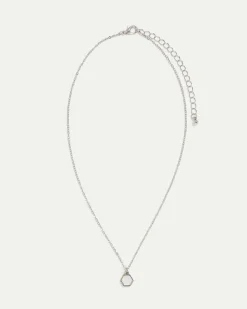 Short Necklace with Delicate Hexagonal Shell Pendant