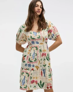 Short-Bubble-Sleeve Bustier Dress with Sweetheart Neckline