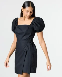Short-Bubble-Sleeve Mini Dress with Square Neckline