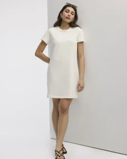 Short-Sleeve Crew-Neck Shift Dress