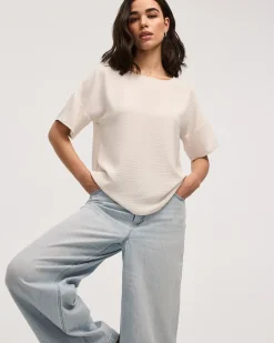 Short-Sleeve Crew-Neck T-Shirt Blouse
