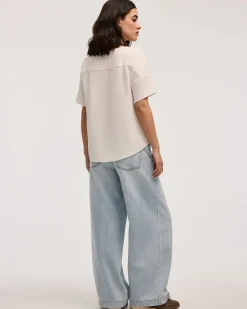 Short-Sleeve Crew-Neck T-Shirt Blouse