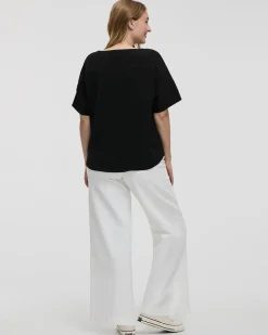 Short-Sleeve Crew-Neck T-Shirt Blouse