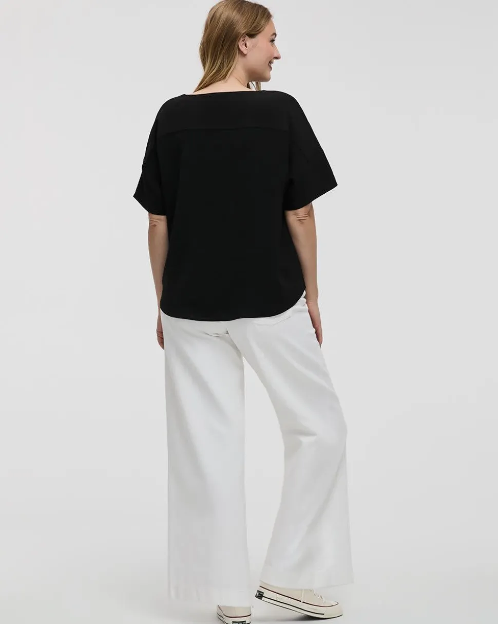 Short-Sleeve Crew-Neck T-Shirt Blouse