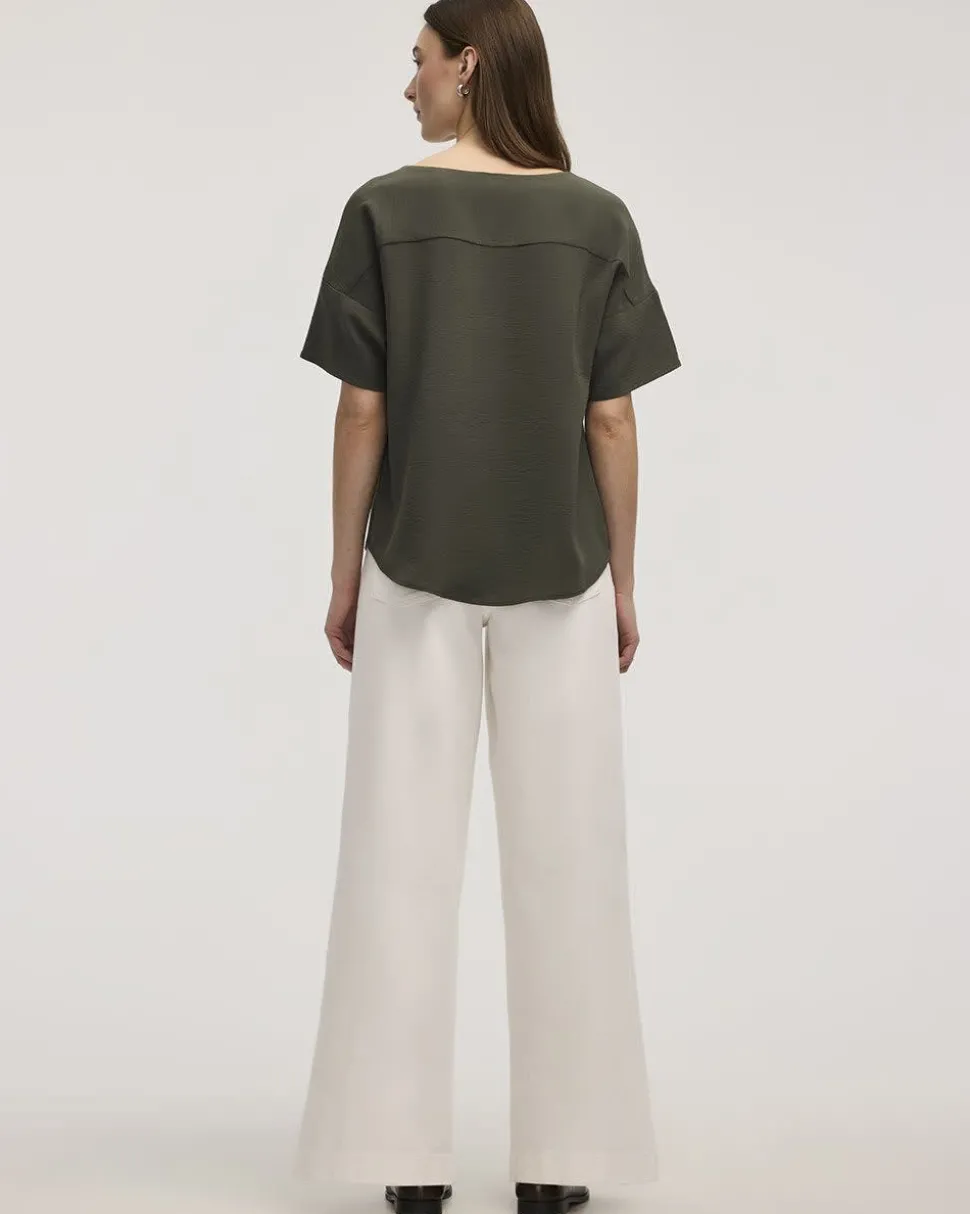 Short-Sleeve Crew-Neck T-Shirt Blouse