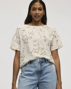 Short-Sleeve Crew-Neck T-Shirt Blouse