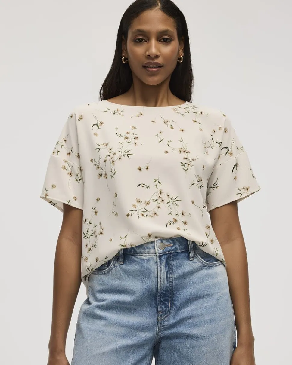 Short-Sleeve Crew-Neck T-Shirt Blouse