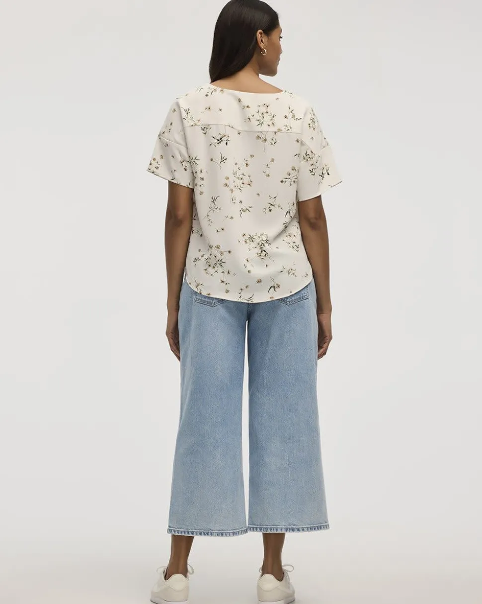 Short-Sleeve Crew-Neck T-Shirt Blouse