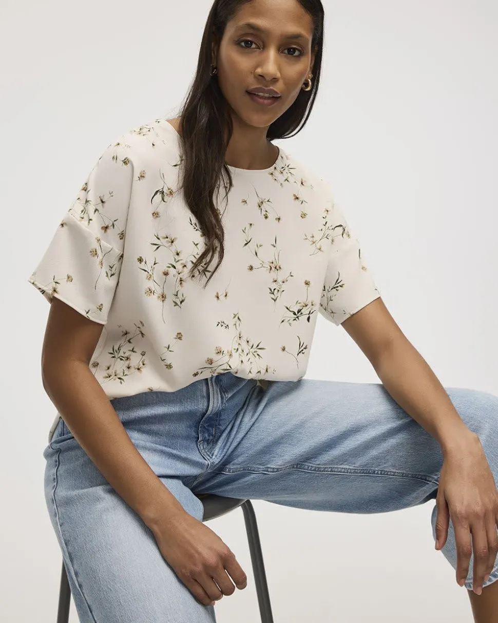 Short-Sleeve Crew-Neck T-Shirt Blouse