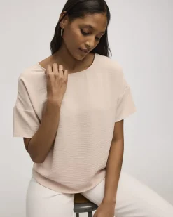 Short-Sleeve Crew-Neck T-Shirt Blouse