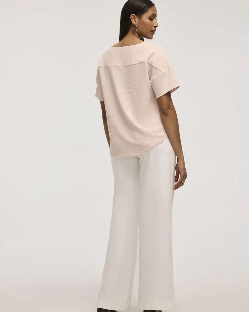 Short-Sleeve Crew-Neck T-Shirt Blouse