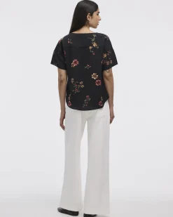 Short-Sleeve Crew-Neck T-Shirt Blouse