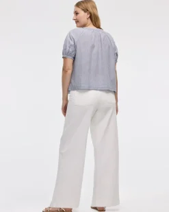 Short-Sleeve Scoop-Neck Loose Blouse