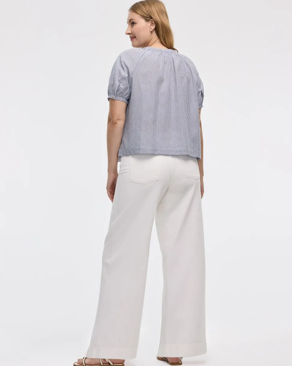 Short-Sleeve Scoop-Neck Loose Blouse