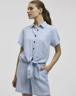 Short-Sleeve Shirt with Self-Tie Hem