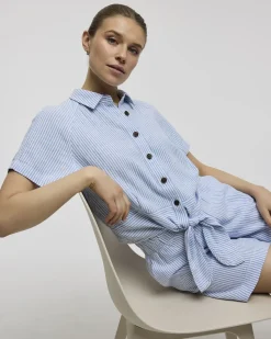 Short-Sleeve Shirt with Self-Tie Hem