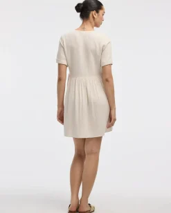 Short-Sleeve V-Neck Buttoned-Down Dress