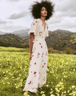 Short-Sleeve V-Neck Maxi Dress