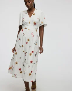 Short-Sleeve V-Neck Maxi Dress