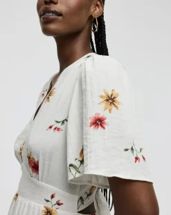 Short-Sleeve V-Neck Maxi Dress