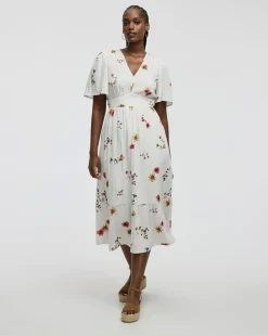 Short-Sleeve V-Neck Maxi Dress