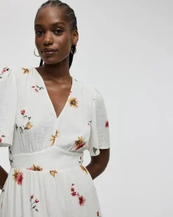 Short-Sleeve V-Neck Maxi Dress