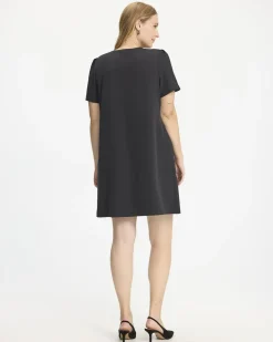 Short-Sleeve V-Neck Shift Dress