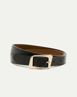Skinny Faux Leather Belt with Angled Buckle