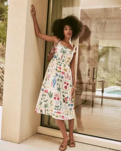 Sleeveless Midi Dress with Square Neckline