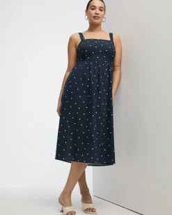 Sleeveless Square-Neck Midi Dress