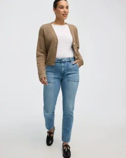 Slim-Leg High-Rise Belted Jean