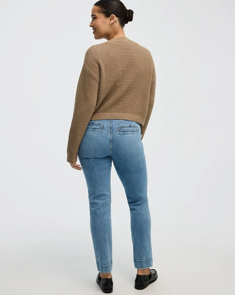Slim-Leg High-Rise Belted Jean