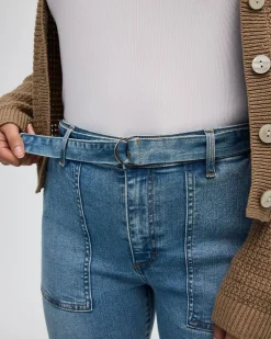 Slim-Leg High-Rise Belted Jean - Tall