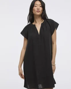Split-Neck Shift Dress