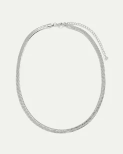 Stainless Steel Short Herringbone-Chain Necklace