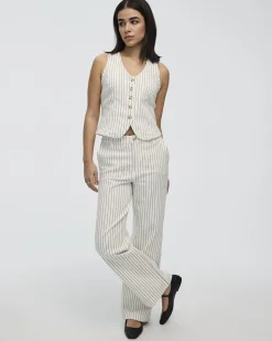 Straight-Leg Mid-Rise Pinstripe Jean