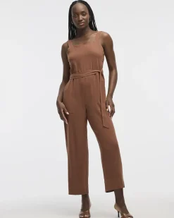 Straight-Leg Sleeveless Jumpsuit with Square Neckline