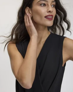 Straight-Leg Sleeveless Jumpsuit with Wrap Front