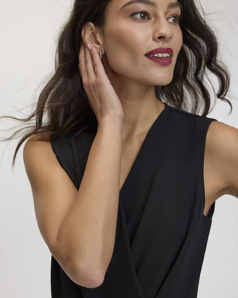 Straight-Leg Sleeveless Jumpsuit with Wrap Front